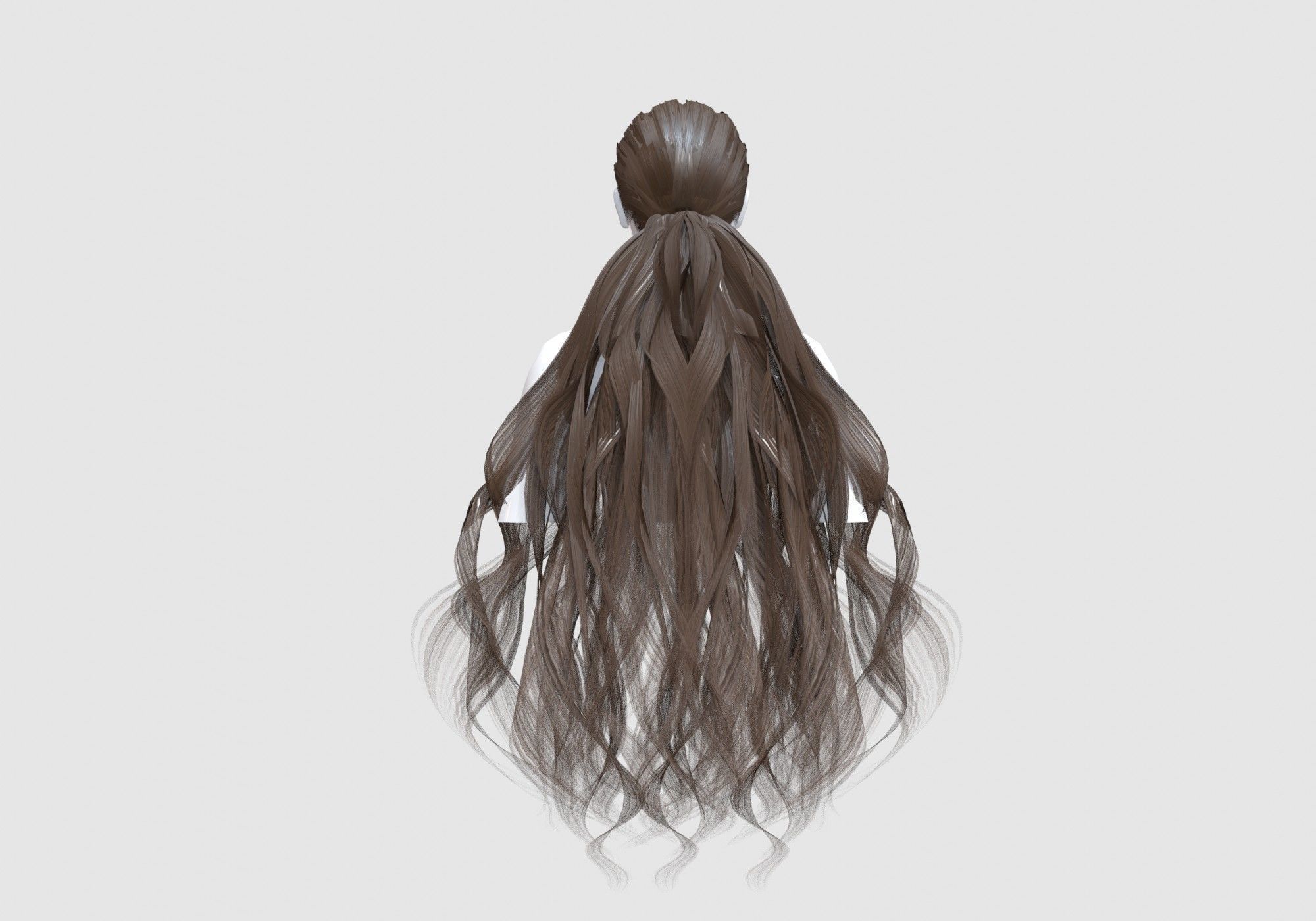 Female Curly Hairstyle 3D model_4