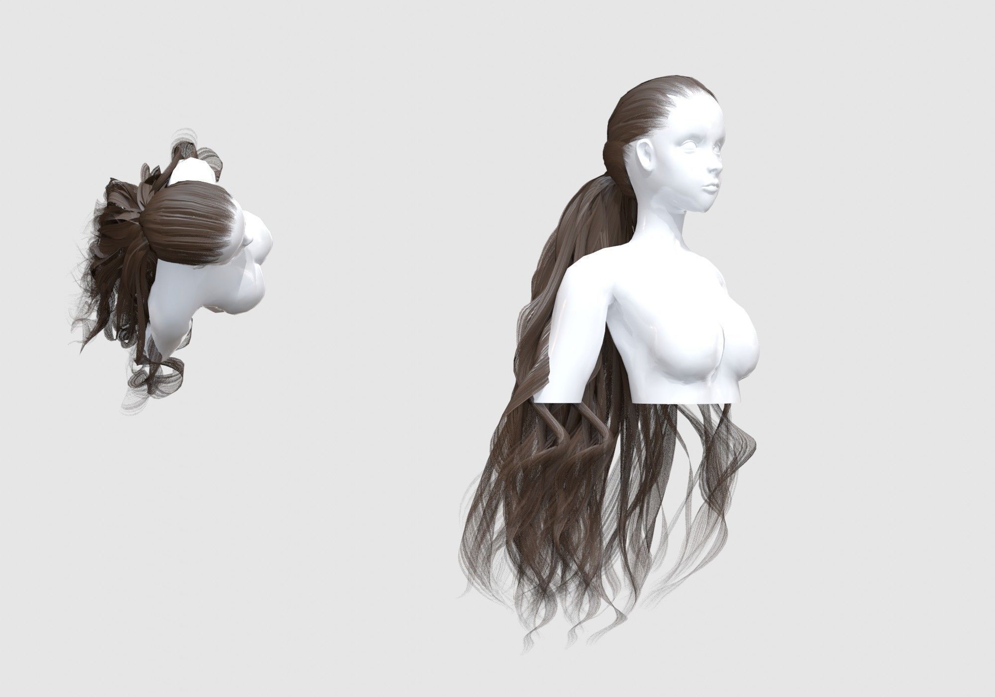 Female Curly Hairstyle 3D model_1