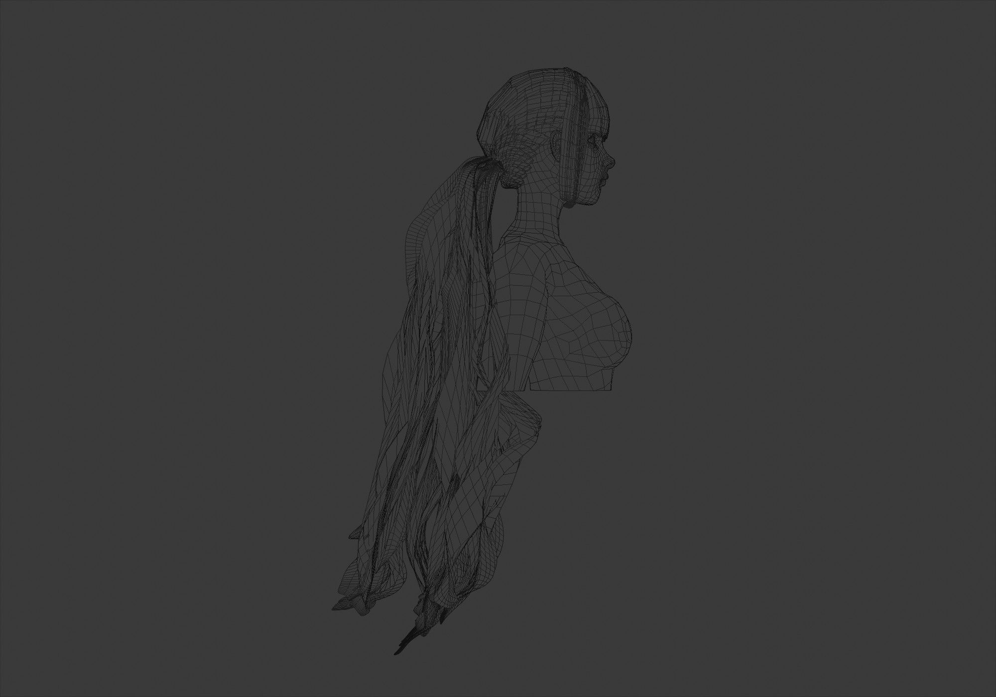 Female Basic Hairstyle 3D model_7