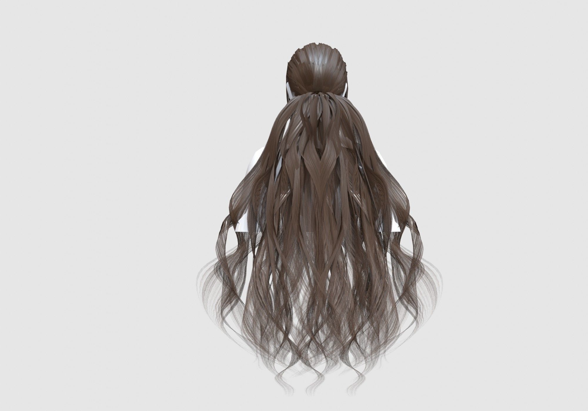 Female Basic Hairstyle 3D model_4