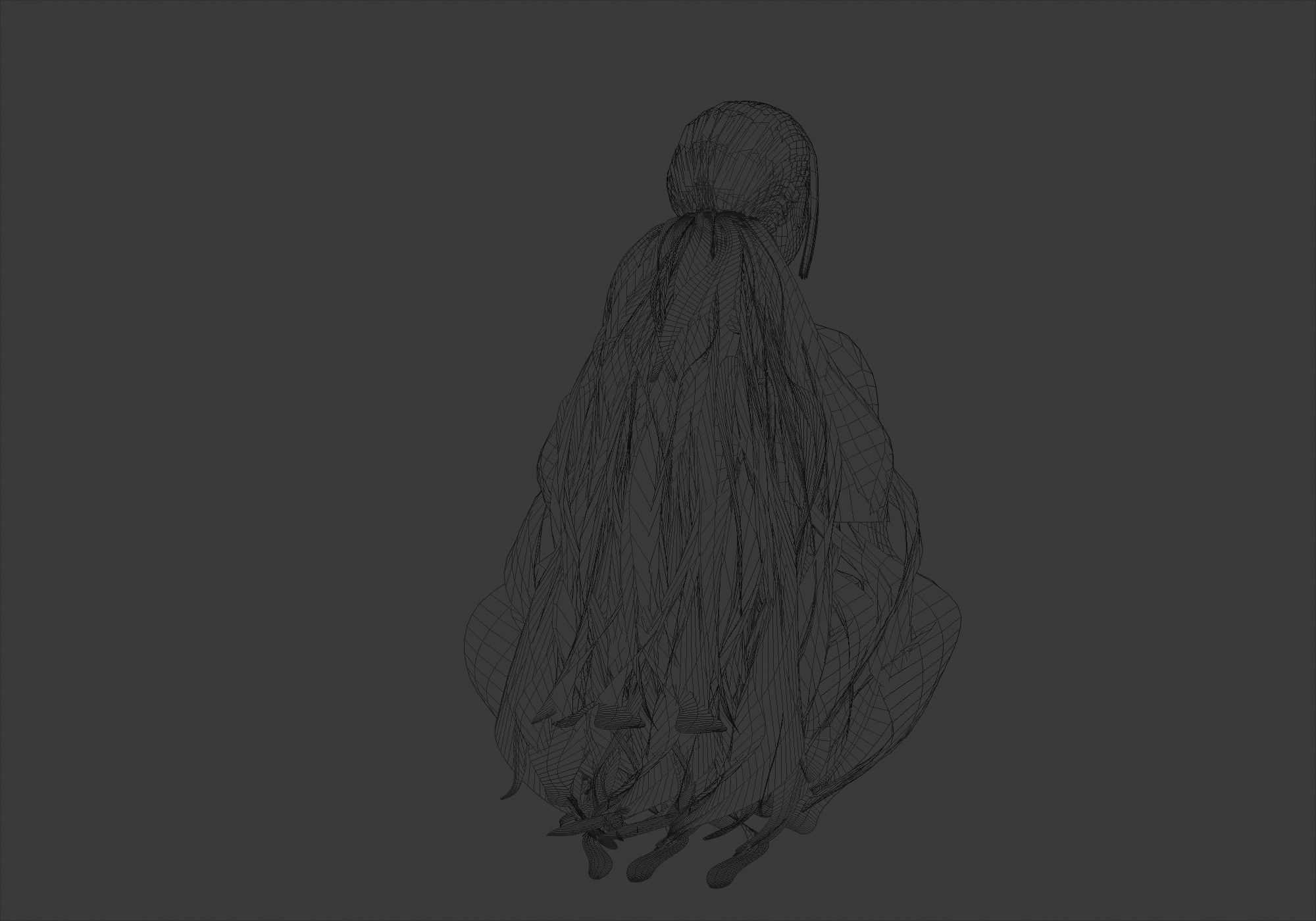 Female Basic Hairstyle 3D model_8