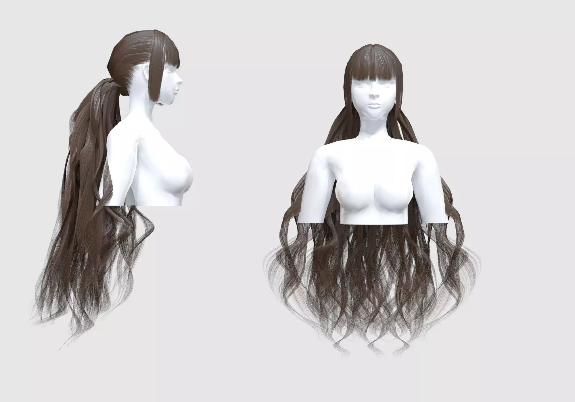 Female Basic Hairstyle 3D model_0