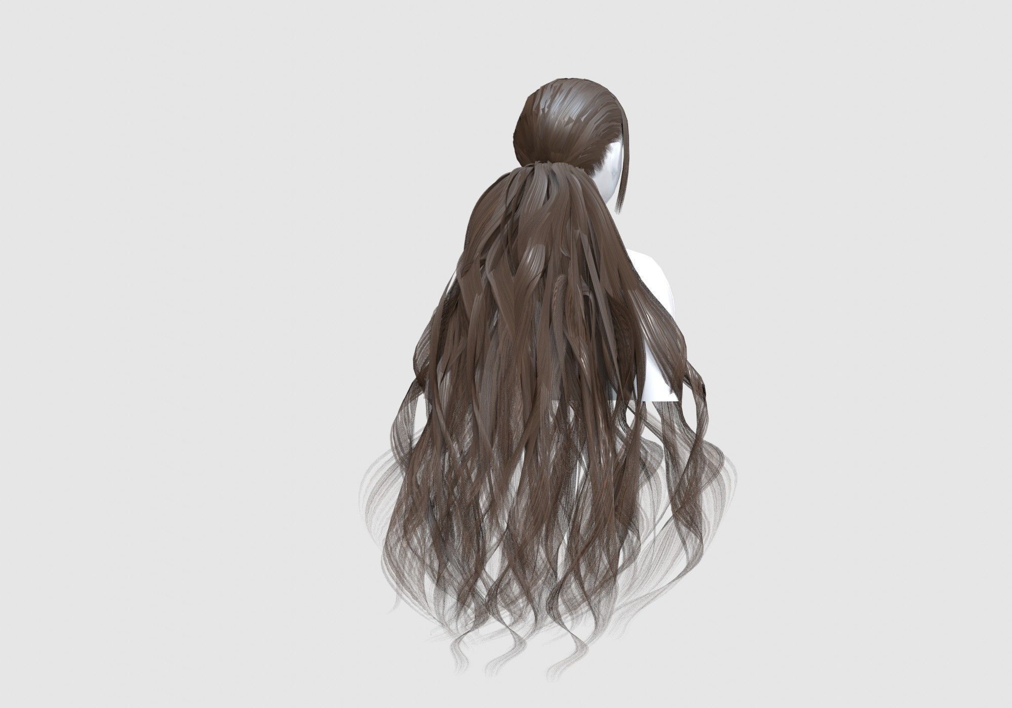 Female Basic Hairstyle 3D model_3