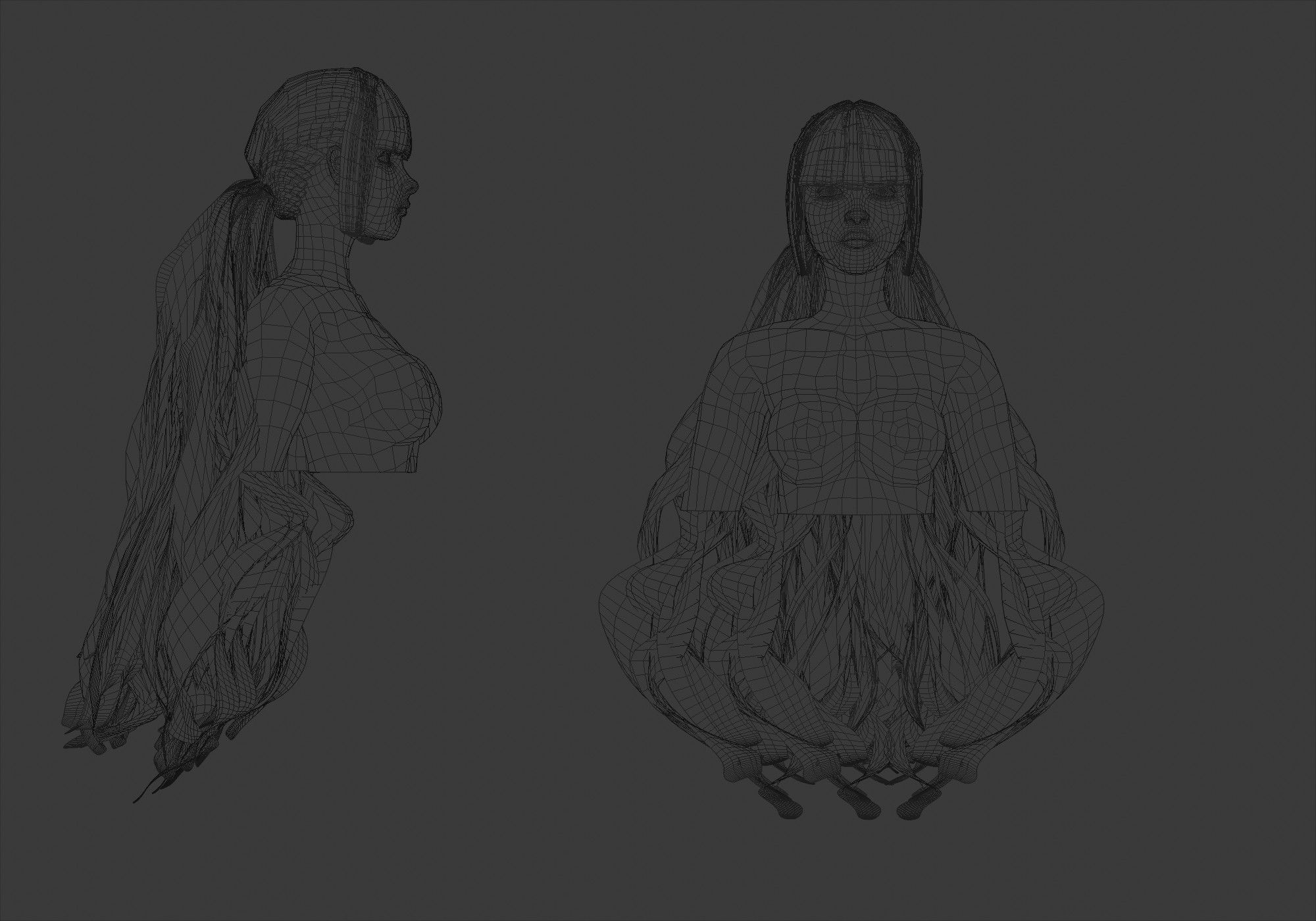 Female Basic Hairstyle 3D model_5