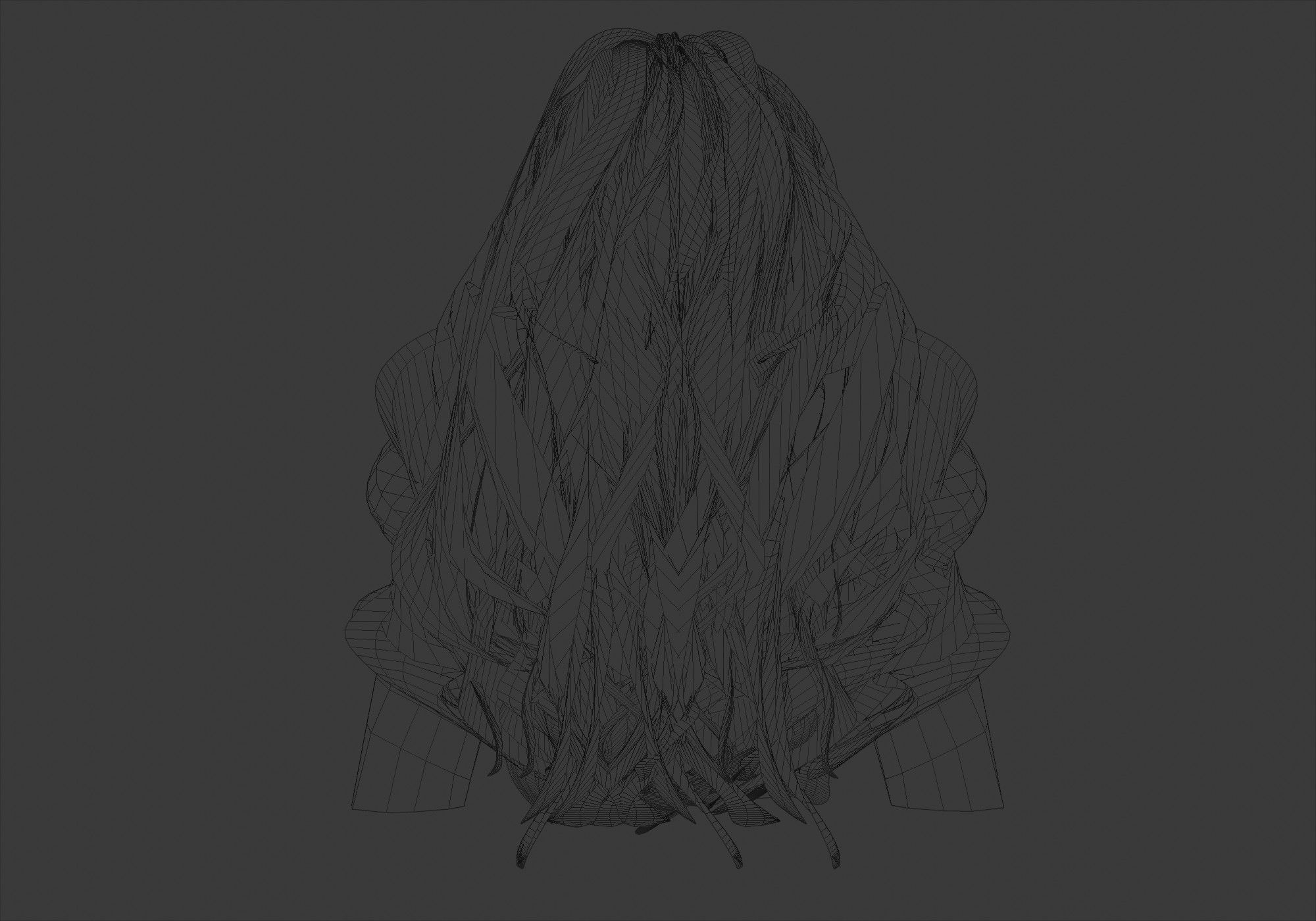 Female Basic Hair  3D model_9