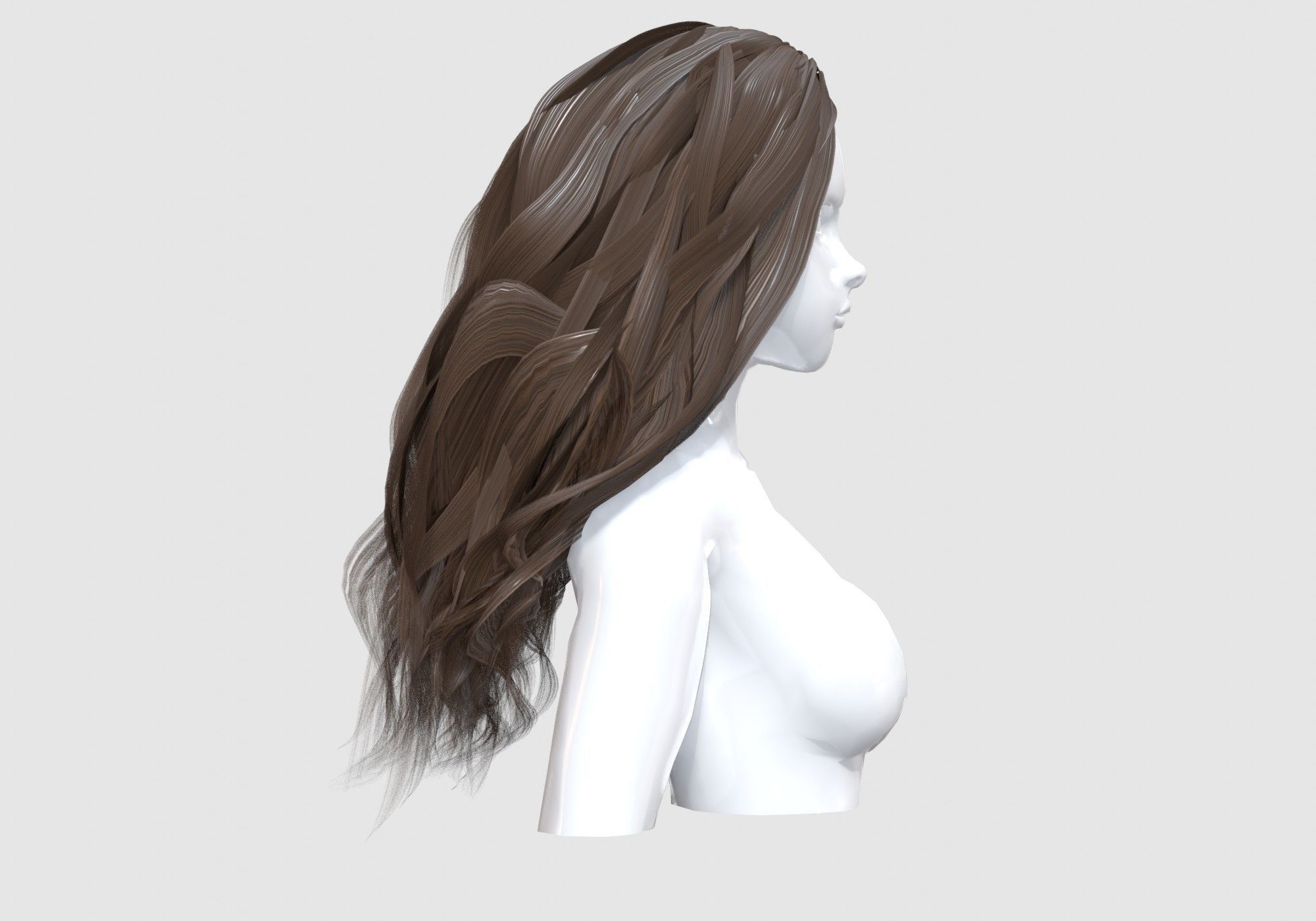 Female Basic Hair  3D model_2