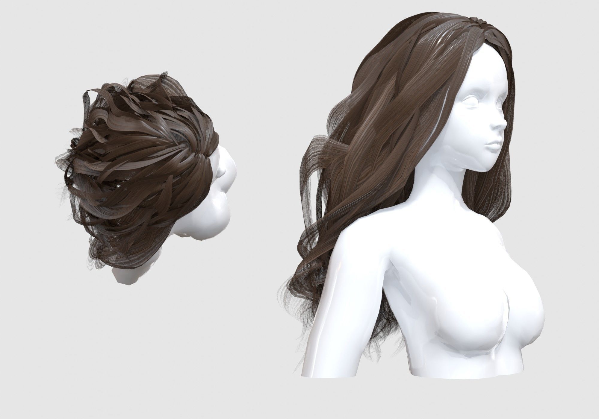 Female Basic Hair  3D model_1