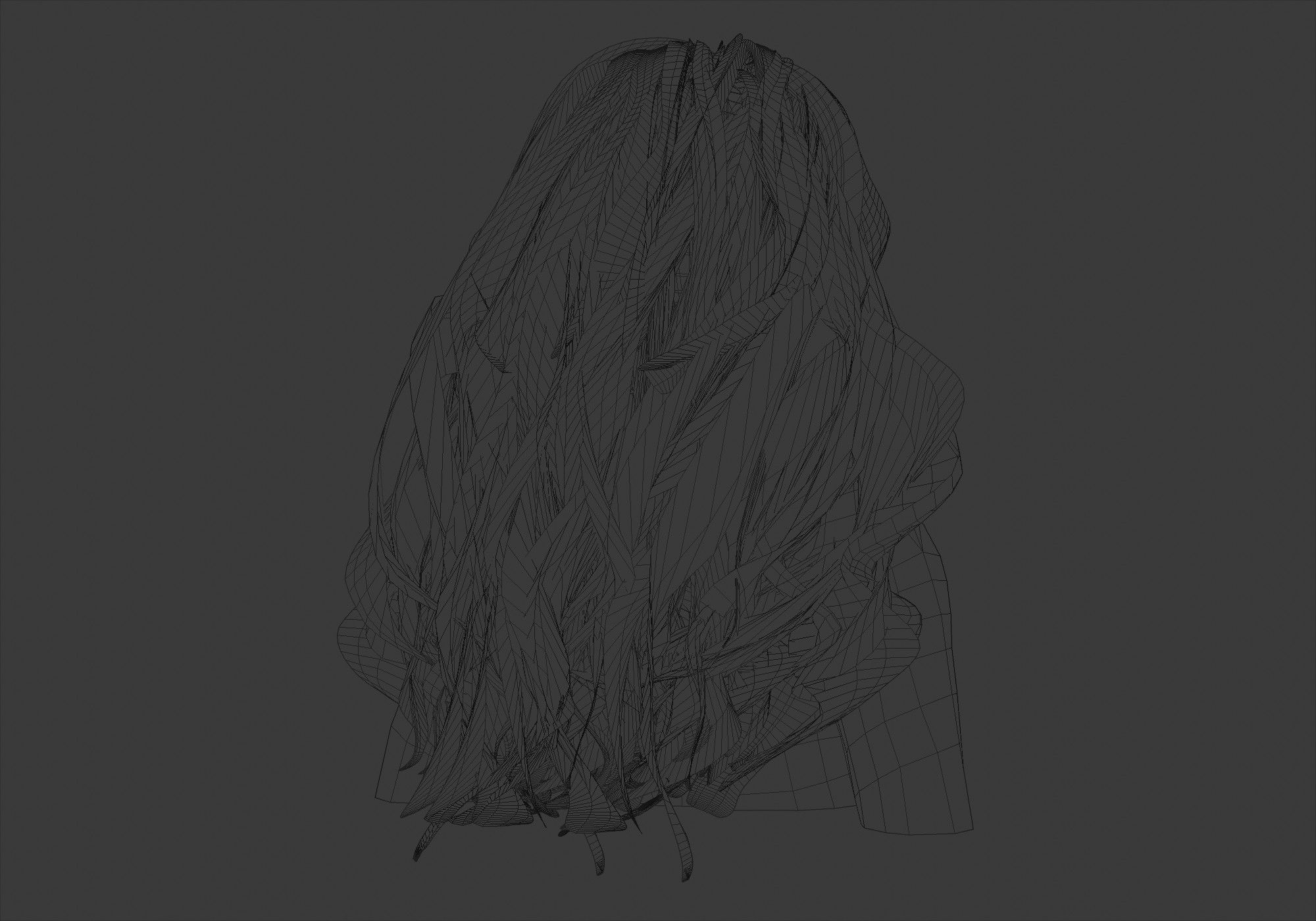 Female Basic Hair  3D model_8