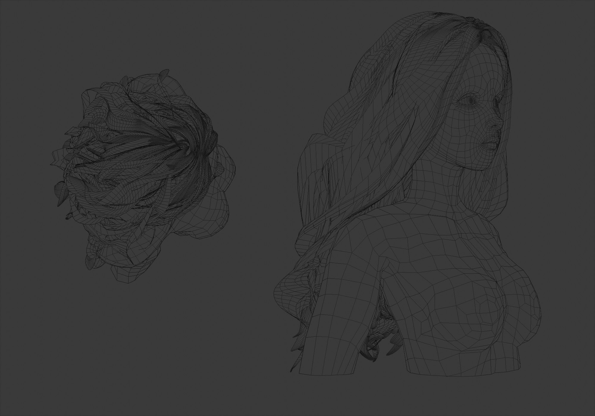 Female Basic Hair  3D model_6