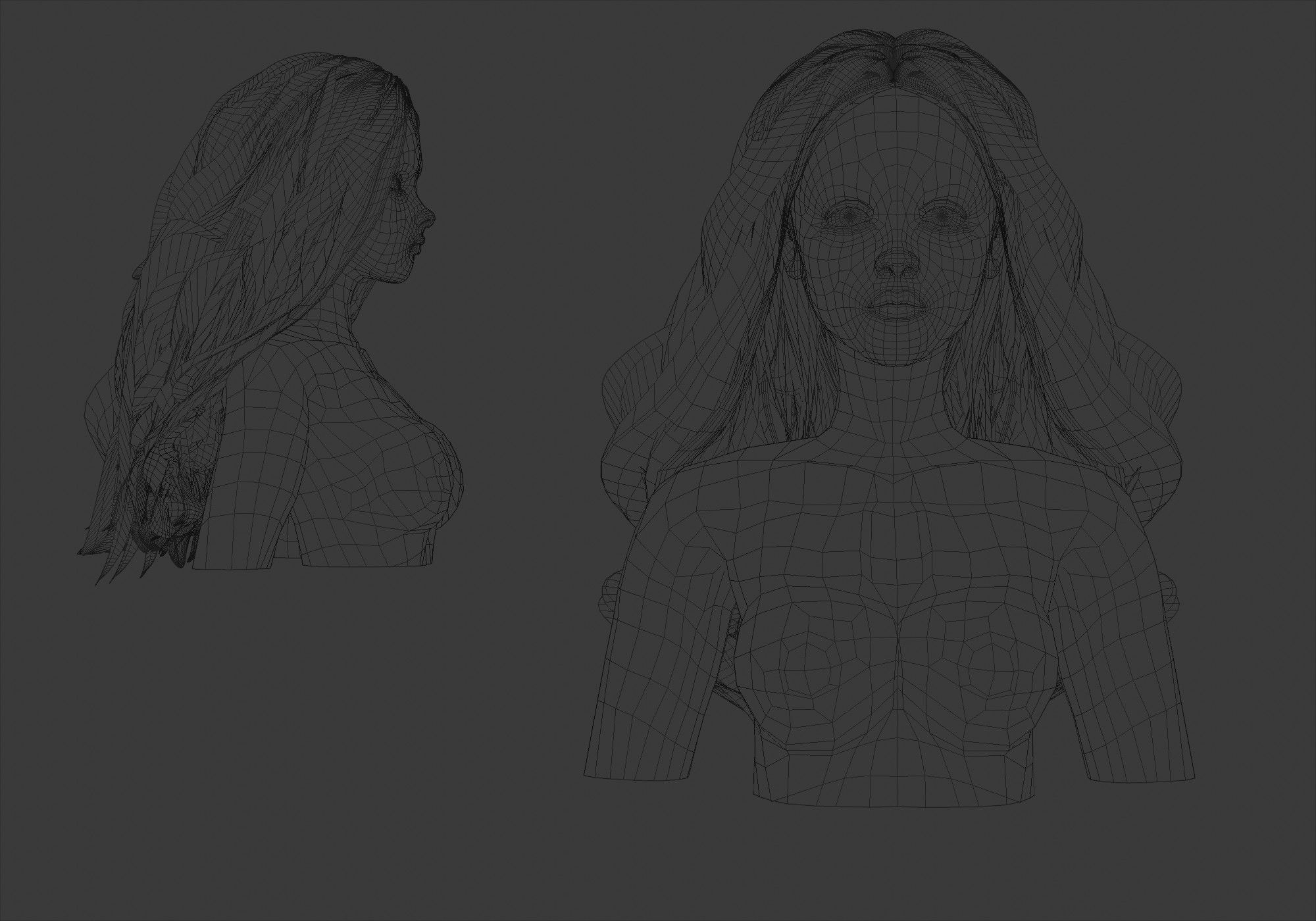 Female Basic Hair  3D model_5