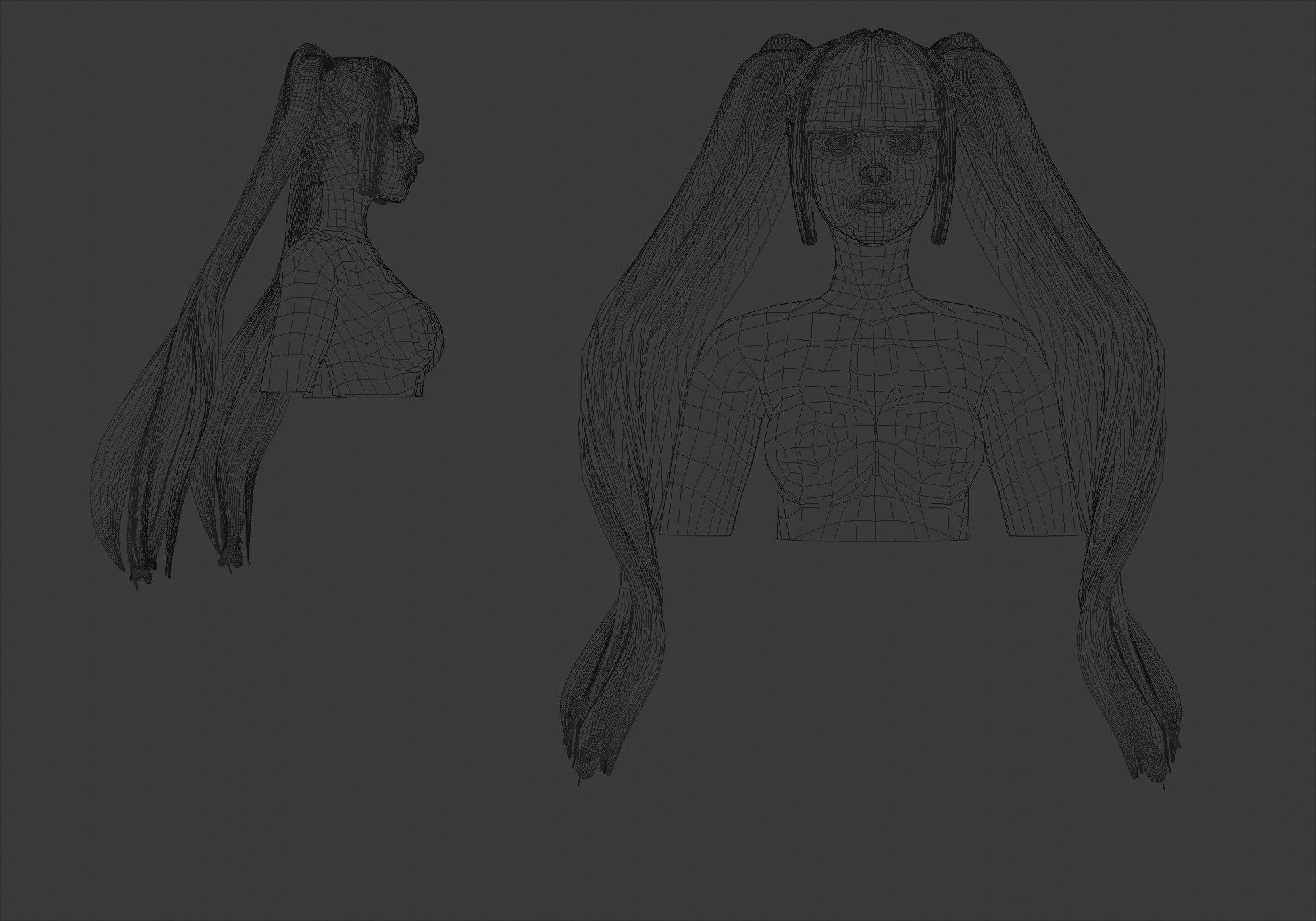 Cute Ponytails Hairstyle 3D model_5