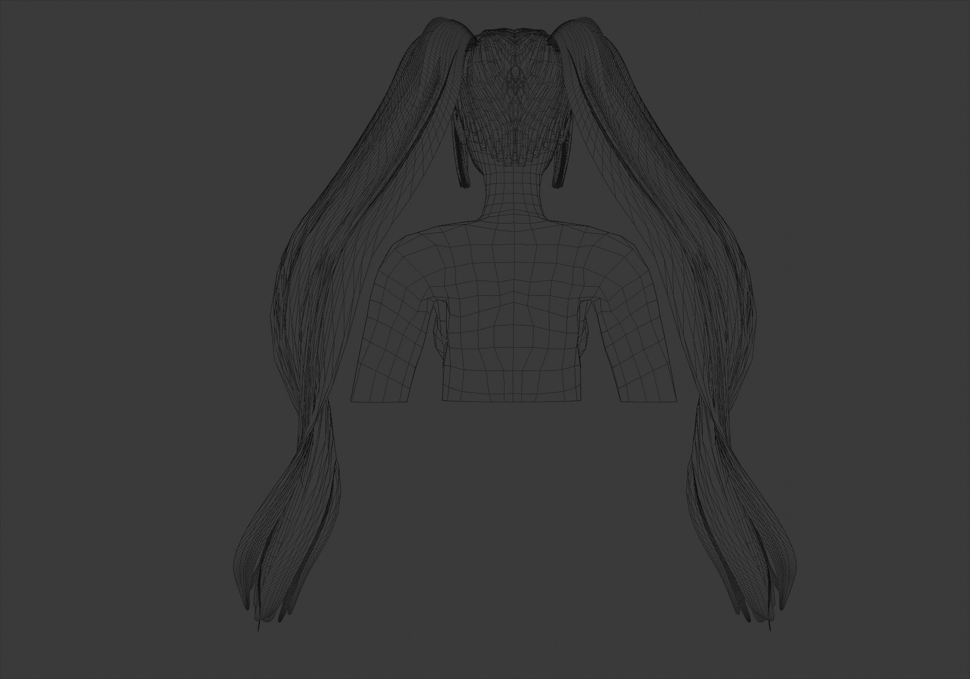 Cute Ponytails Hairstyle 3D model_9