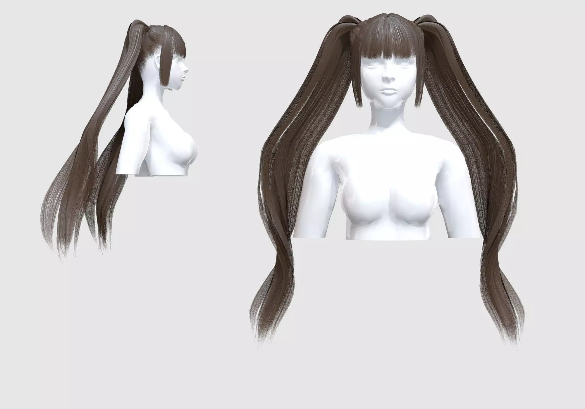 Cute Ponytails Hairstyle 3D model_0