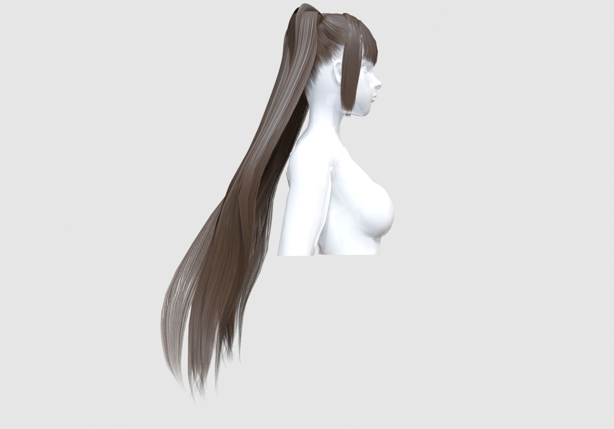 Cute Ponytails Hairstyle 3D model_2