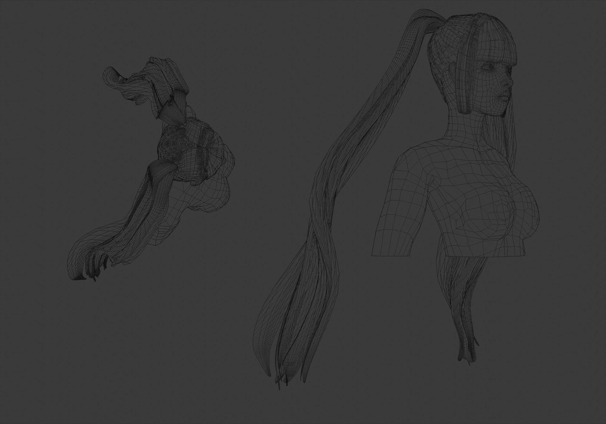 Cute Ponytails Hairstyle 3D model_6