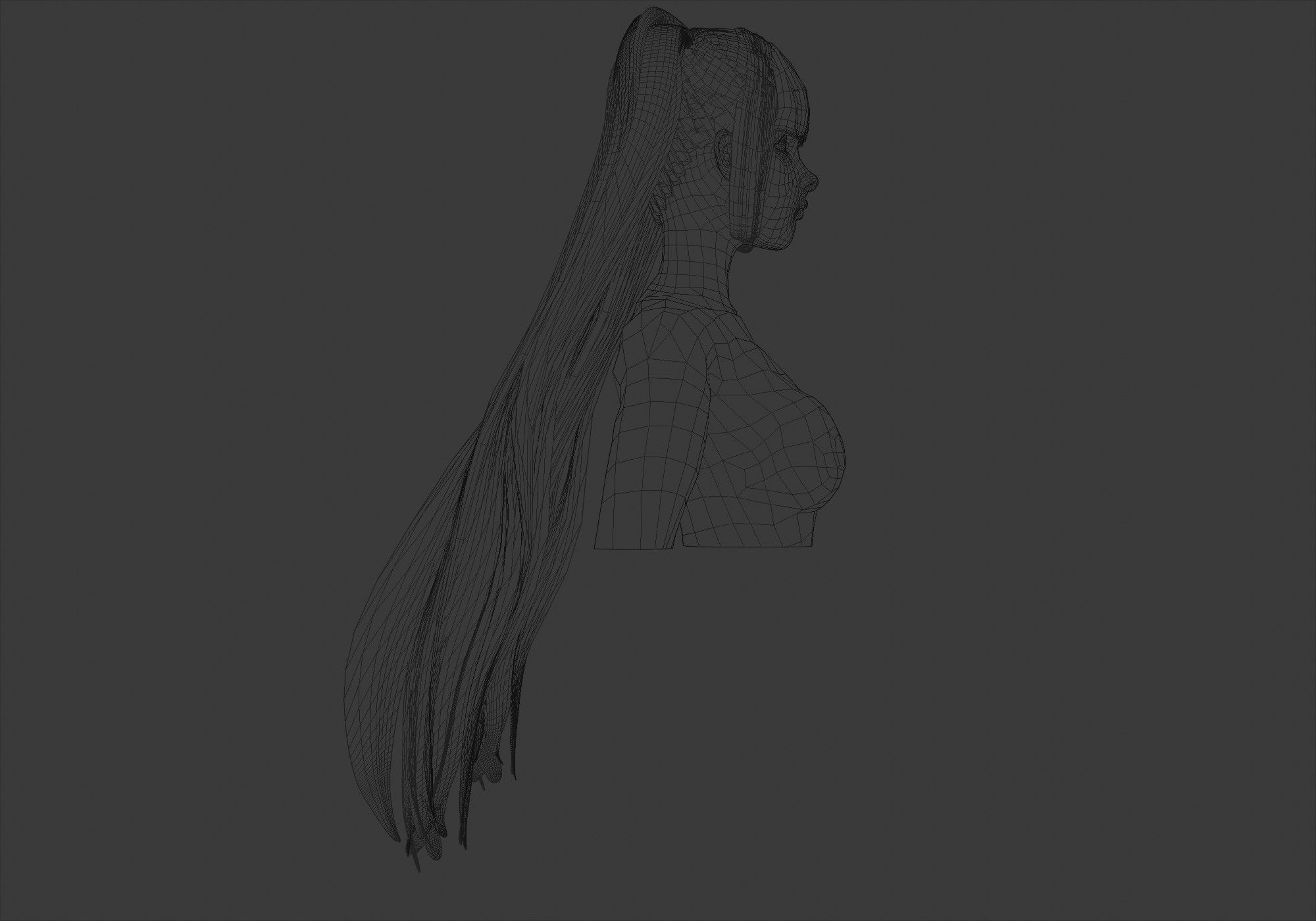 Cute Ponytails Hairstyle 3D model_7