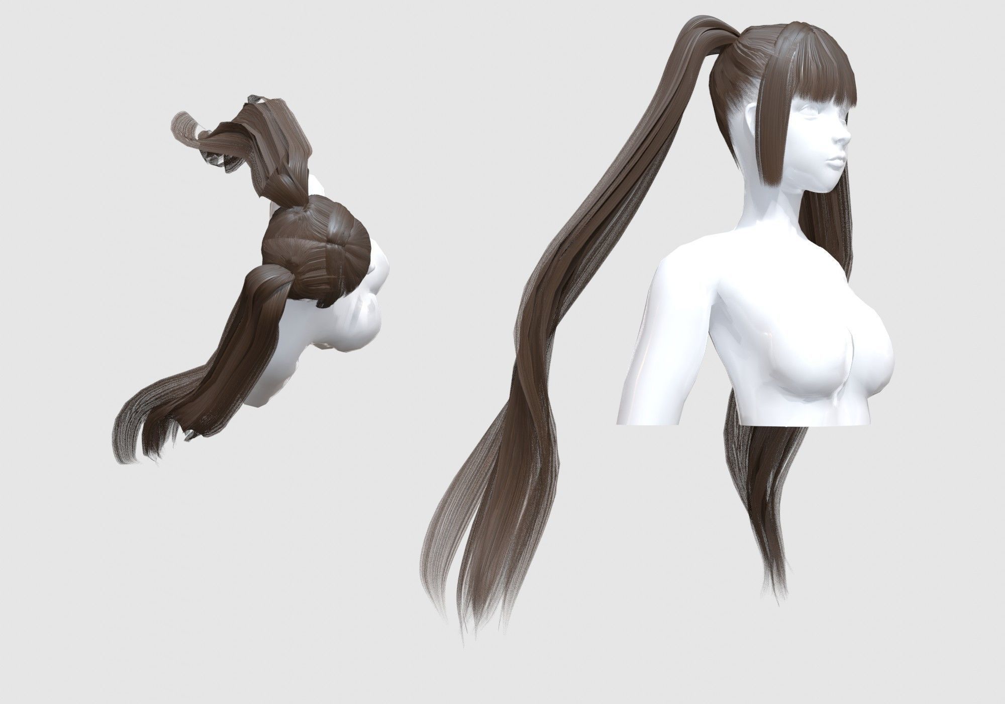 Cute Ponytails Hairstyle 3D model_1