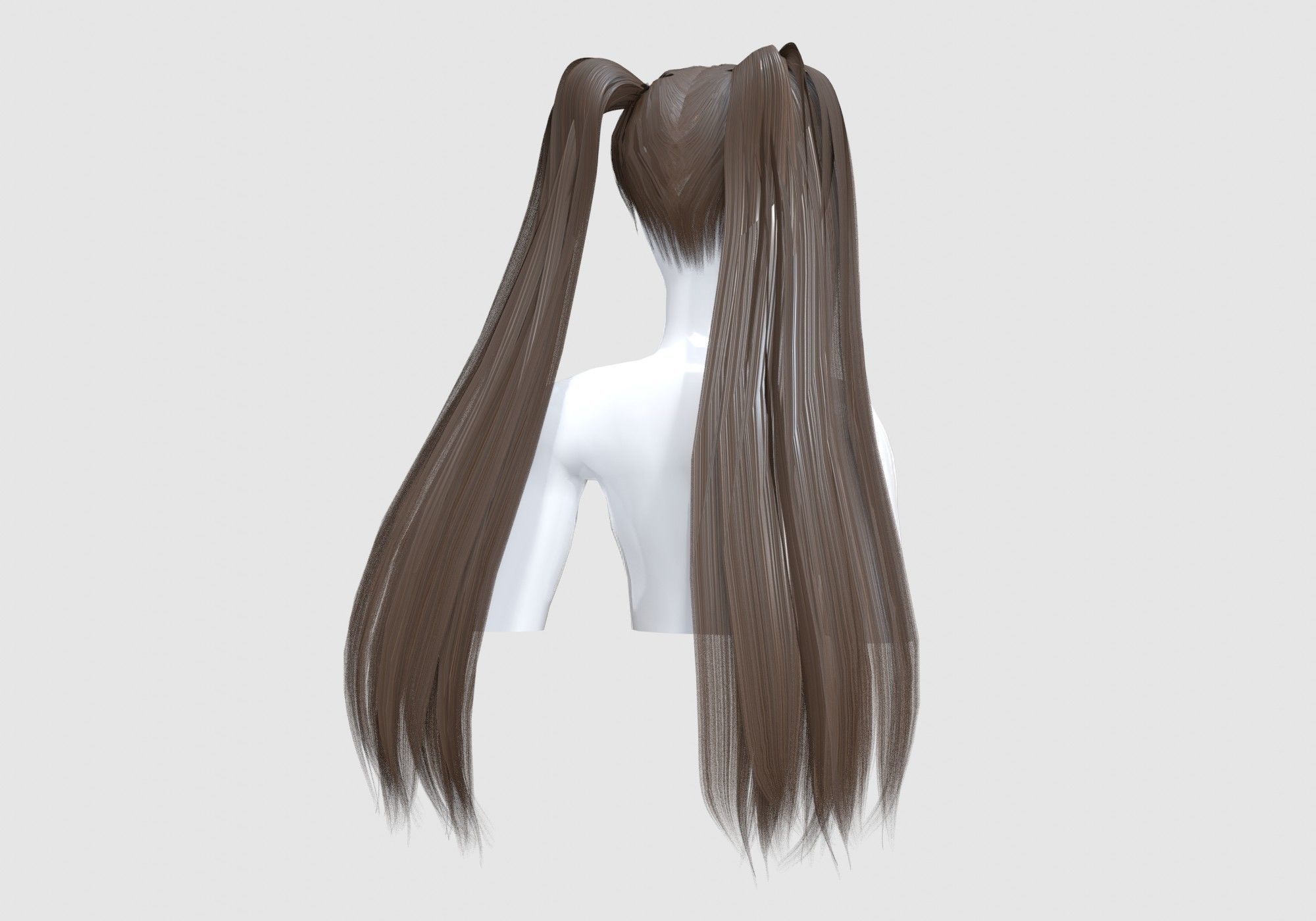 Cute Pigtails Hairstyle 3D model_3