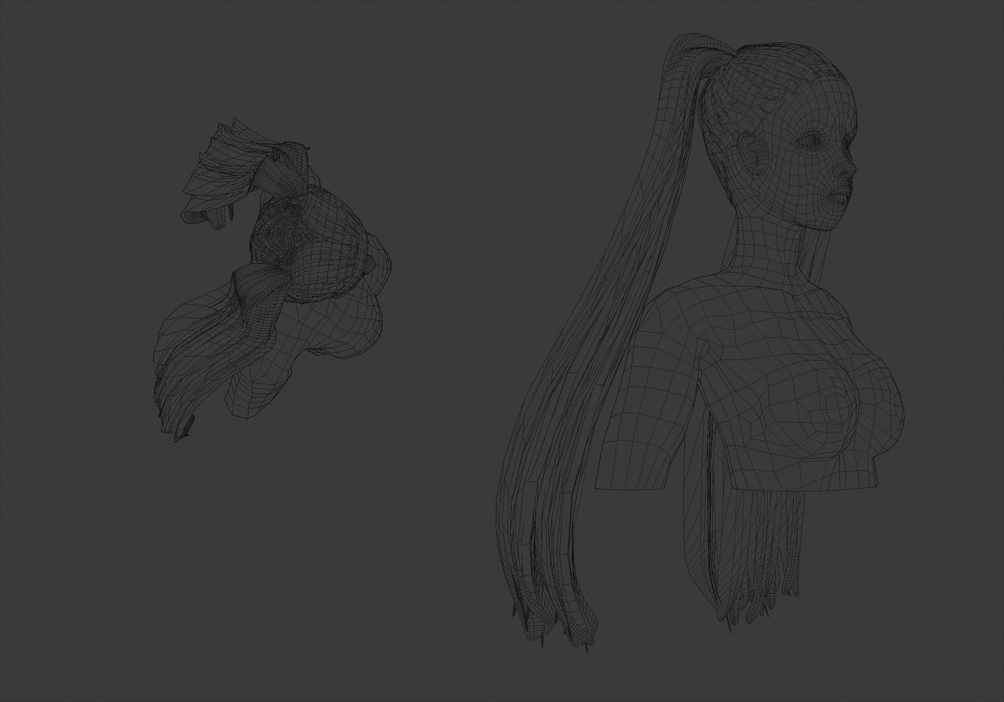 Cute Pigtails Hairstyle 3D model_6