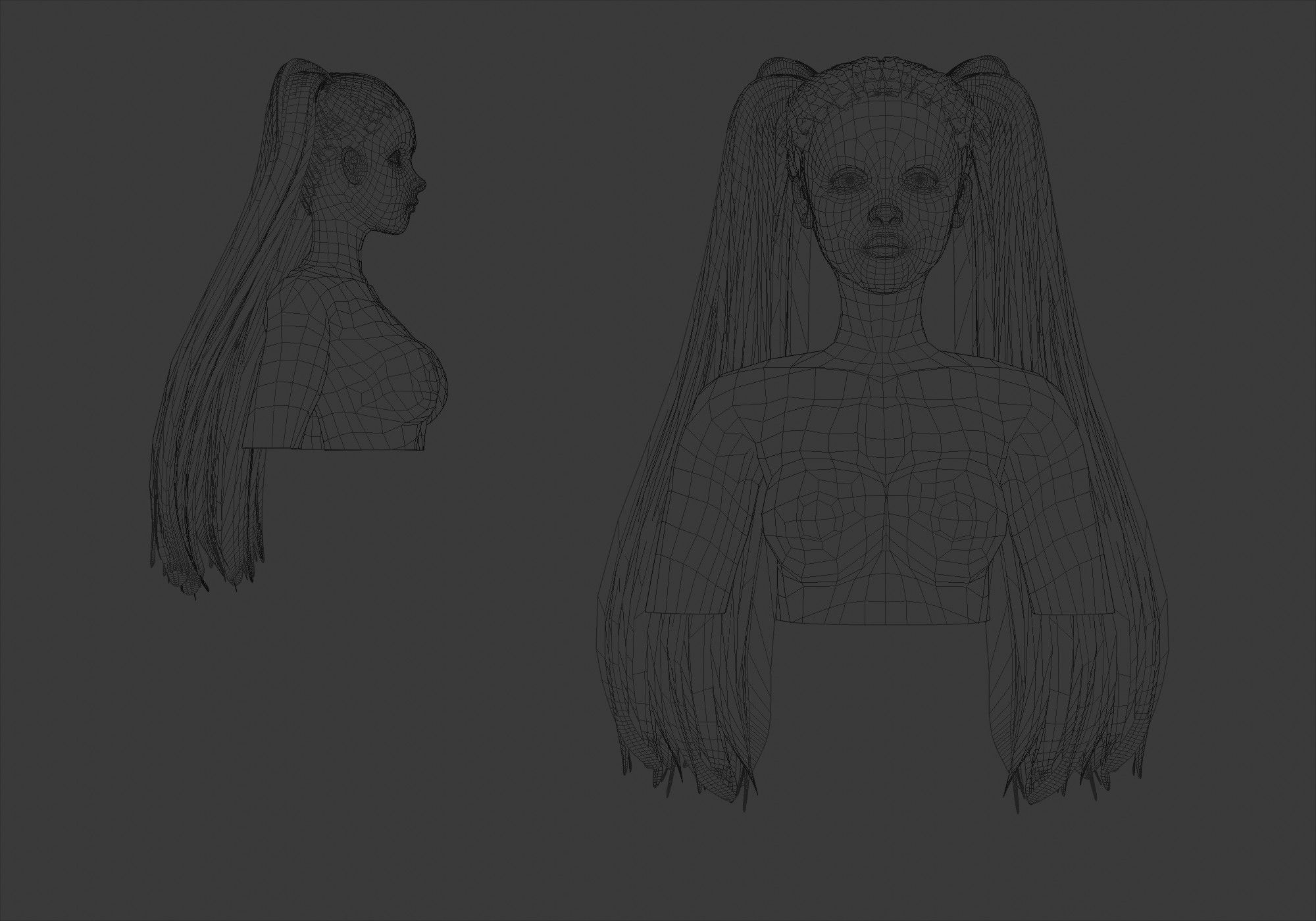 Cute Pigtails Hairstyle 3D model_5