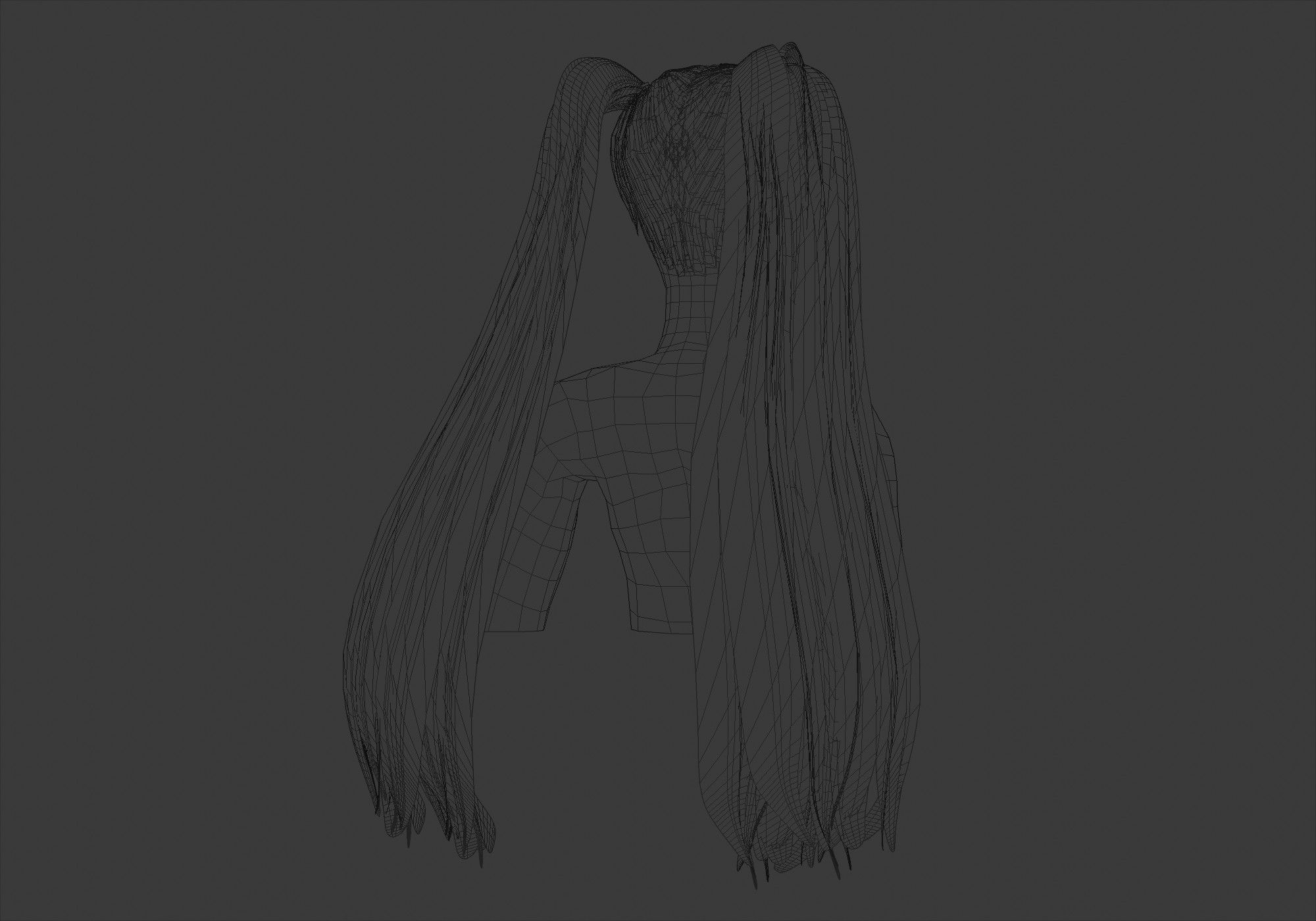 Cute Pigtails Hairstyle 3D model_8