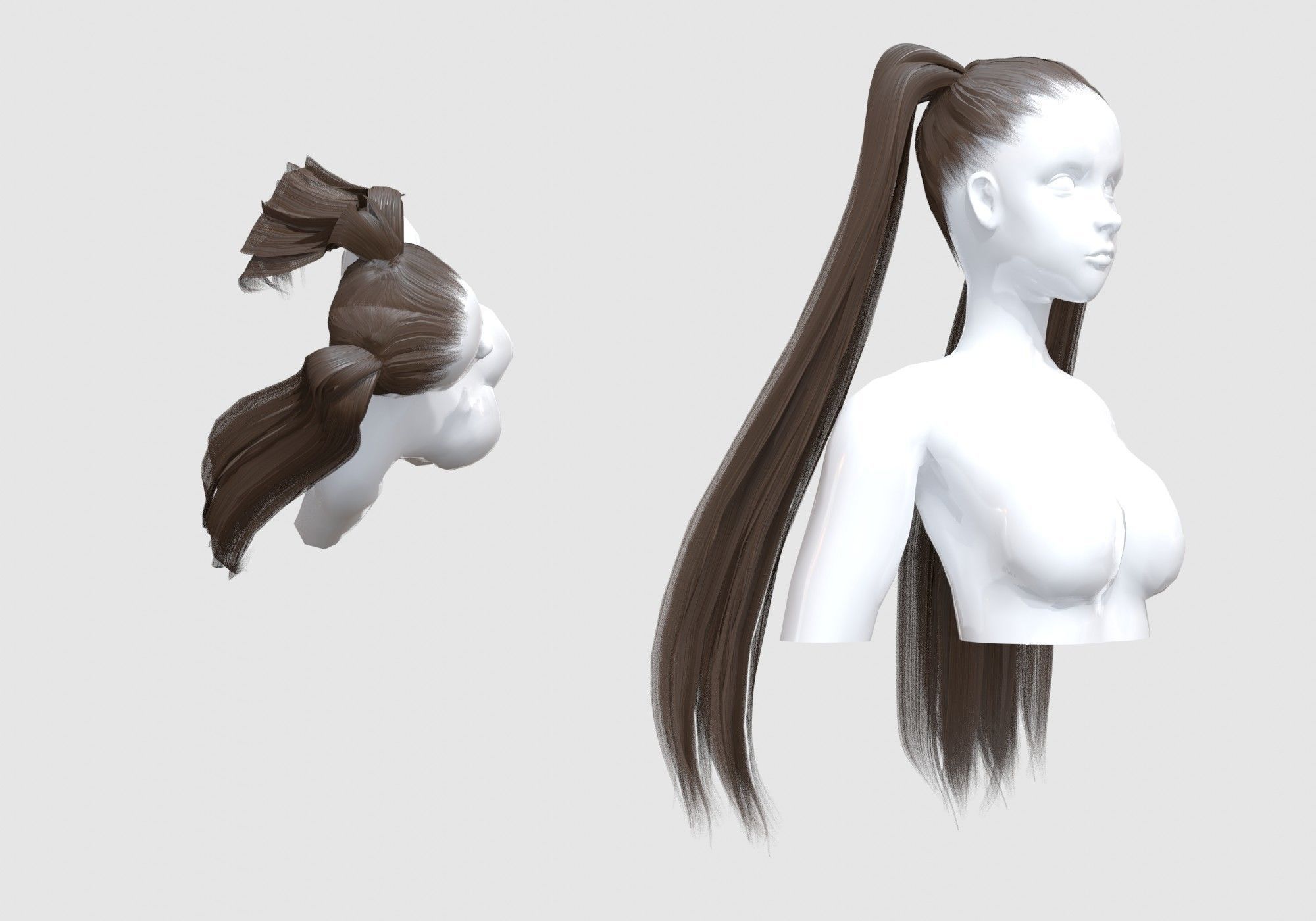 Cute Pigtails Hairstyle 3D model_1