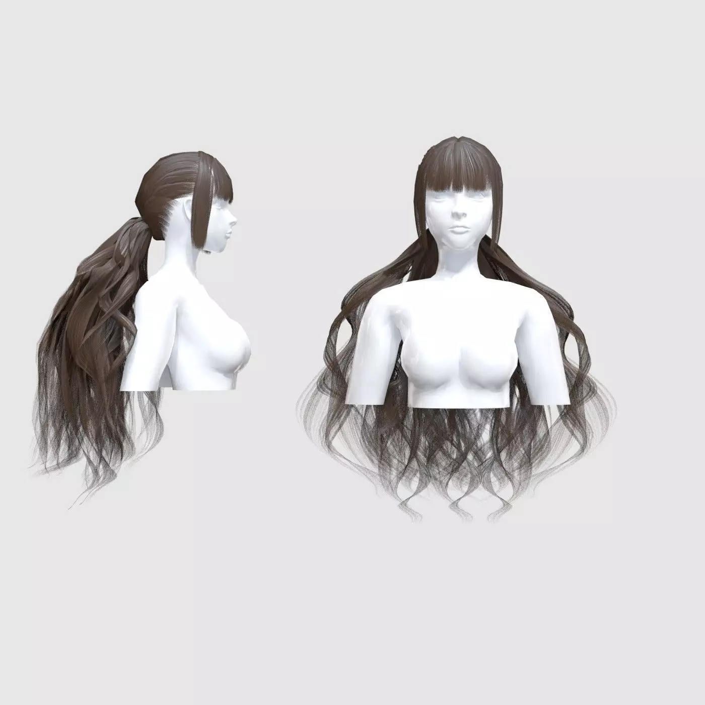 Curly Female Hairstyle 3D model_0