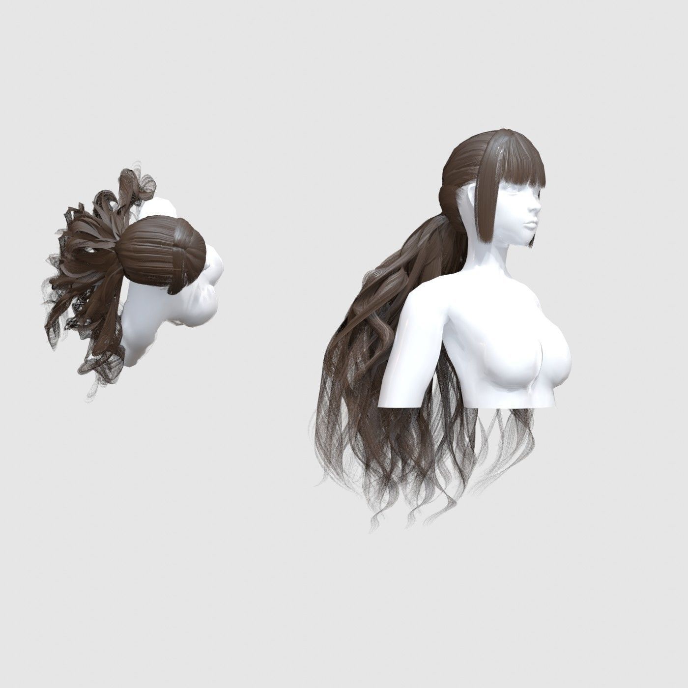Curly Female Hairstyle 3D model_1
