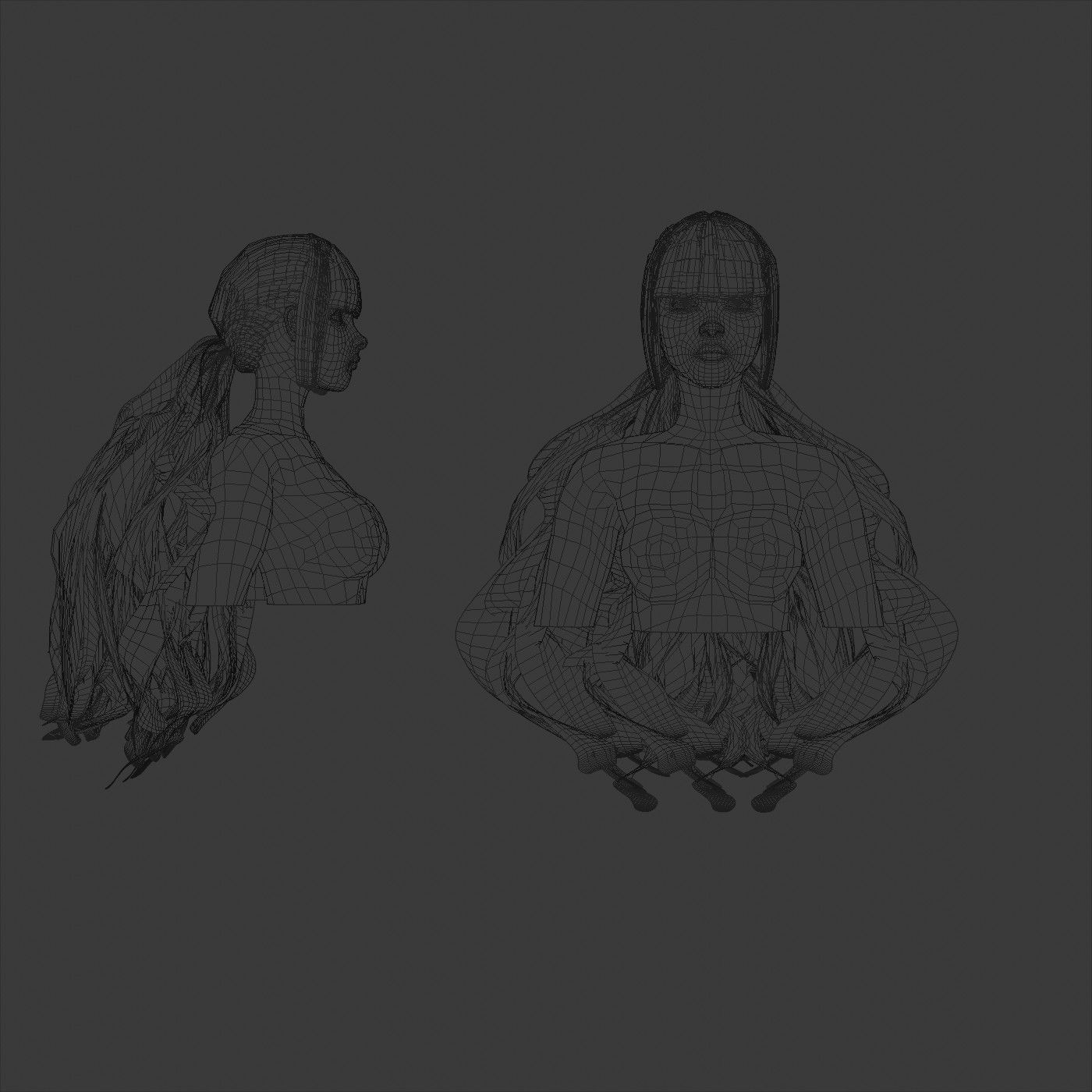 Curly Female Hairstyle 3D model_5