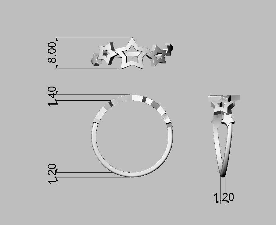 Stars Ring 3D print model_3