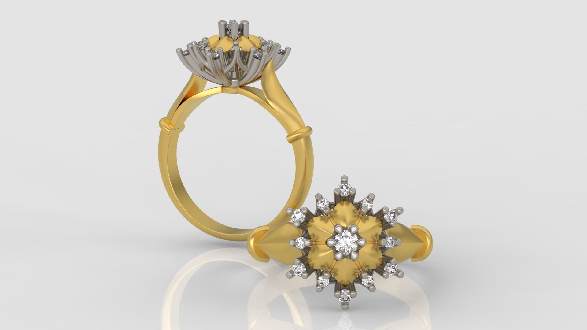 Ring and Earrings Diamond jewelry set 3d print model A76 3D print model_4