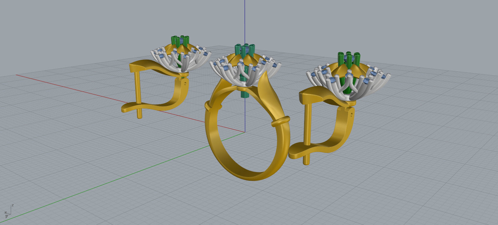 Ring and Earrings Diamond jewelry set 3d print model A76 3D print model_16