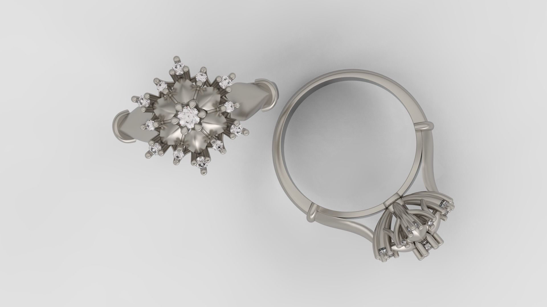 Ring and Earrings Diamond jewelry set 3d print model A76 3D print model_5