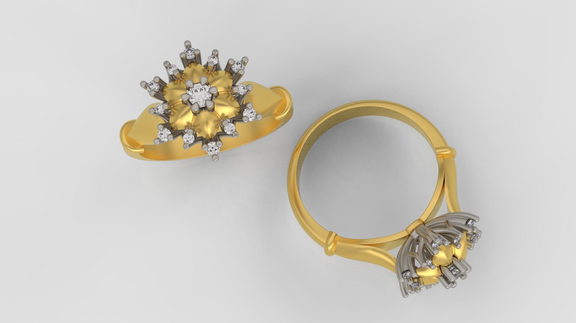 Ring and Earrings Diamond jewelry set 3d print model A76 3D print model_2