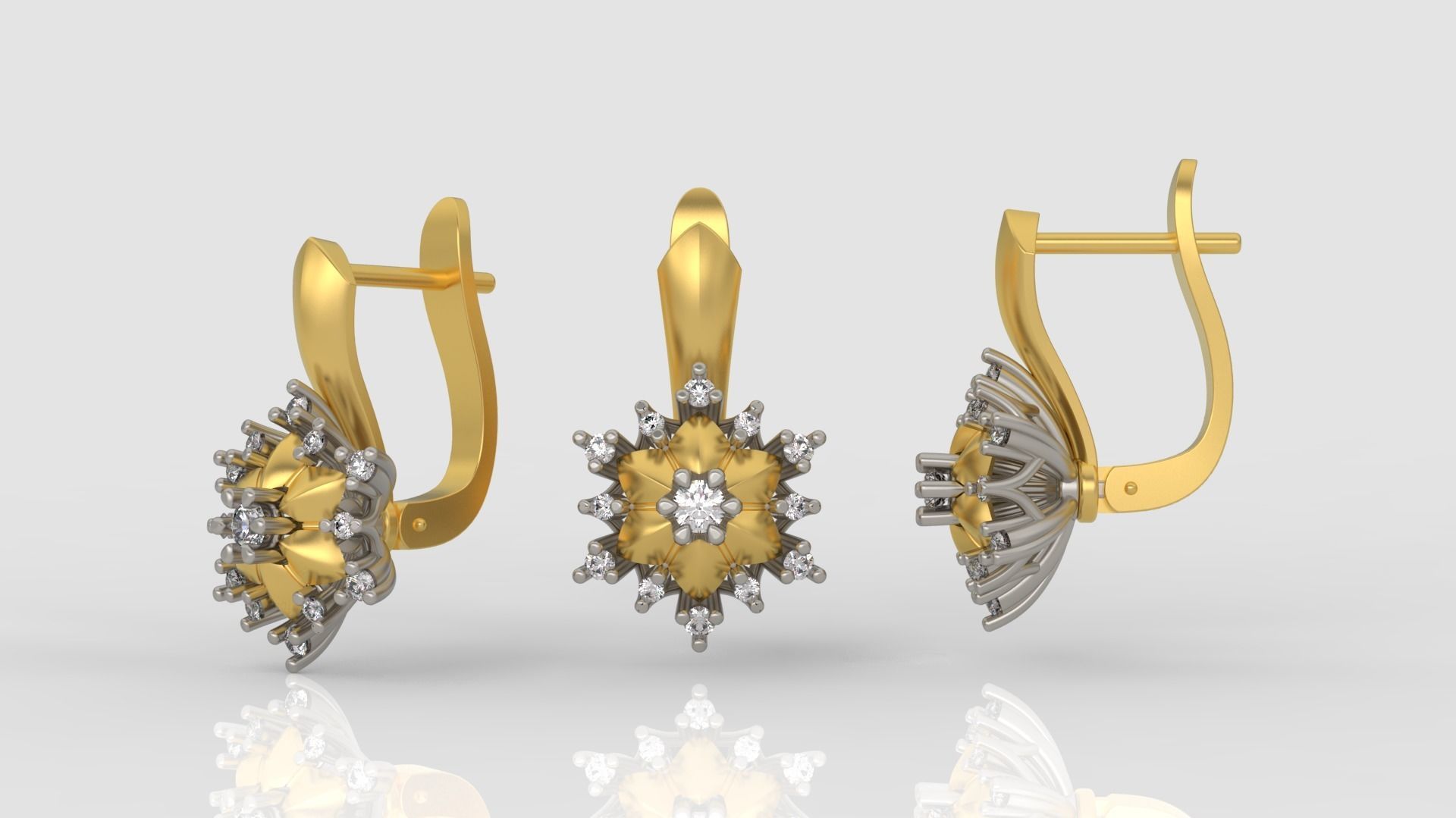 Ring and Earrings Diamond jewelry set 3d print model A76 3D print model_6