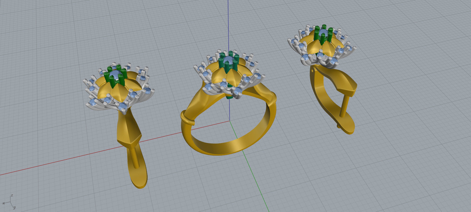 Ring and Earrings Diamond jewelry set 3d print model A76 3D print model_15