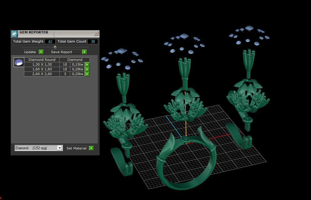 Ring and Earrings Diamond jewelry set 3d print model A76 3D print model_9