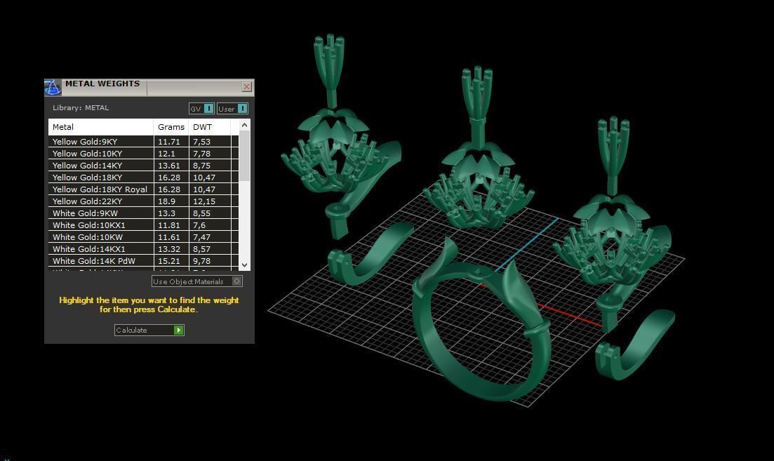 Ring and Earrings Diamond jewelry set 3d print model A76 3D print model_10