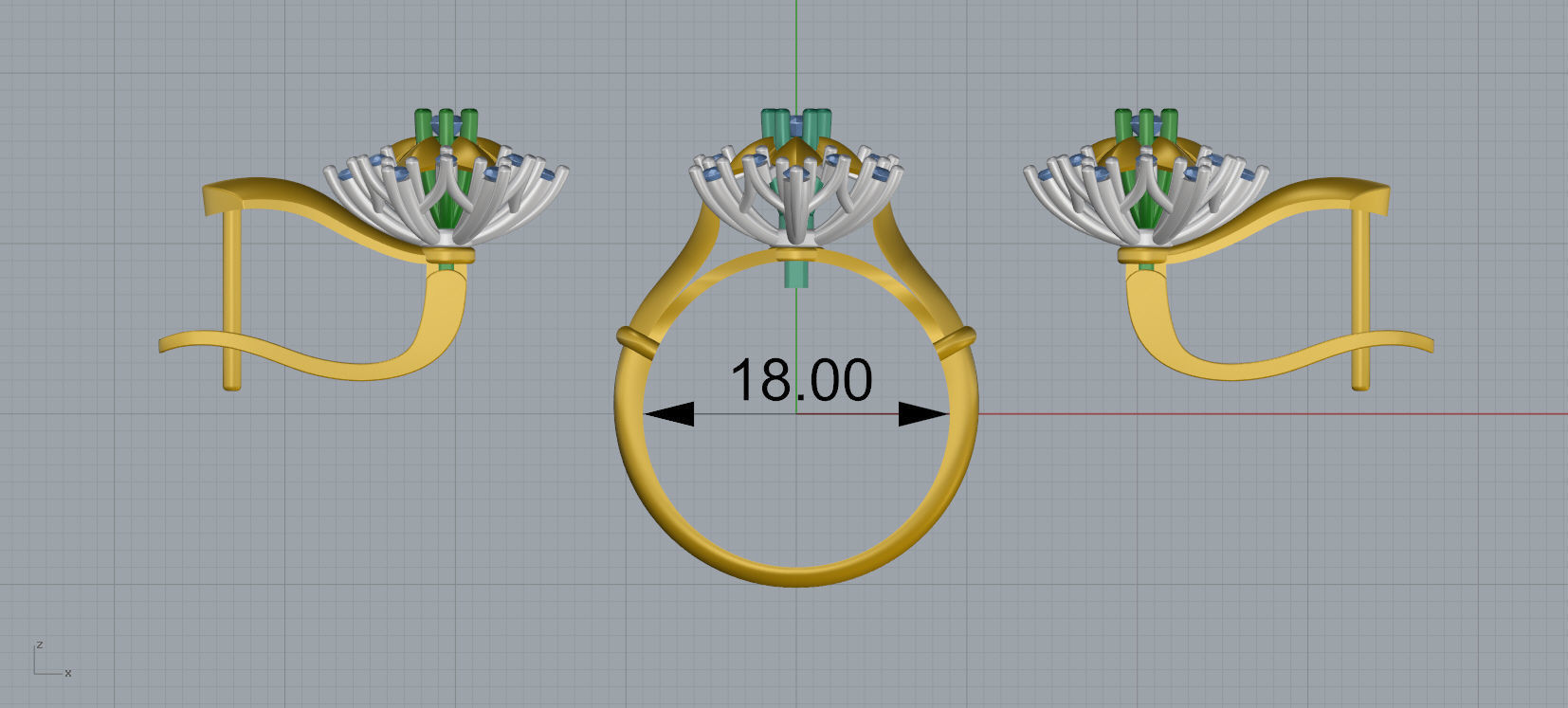 Ring and Earrings Diamond jewelry set 3d print model A76 3D print model_12