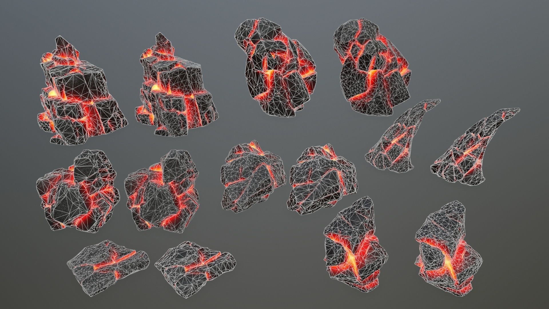 lava rocks  Low-poly 3D model_16