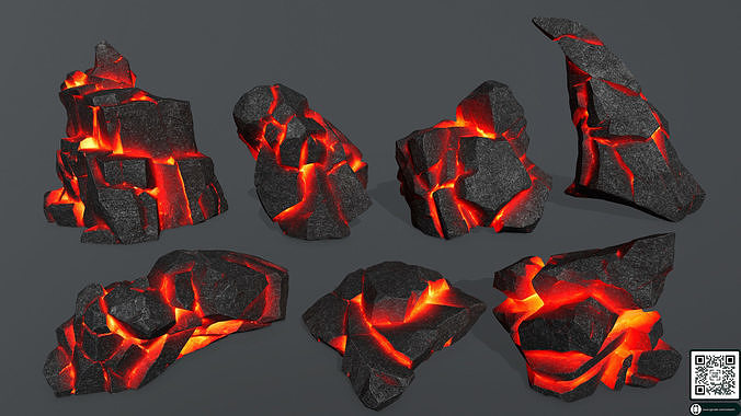 lava rocks  Low-poly 3D model
