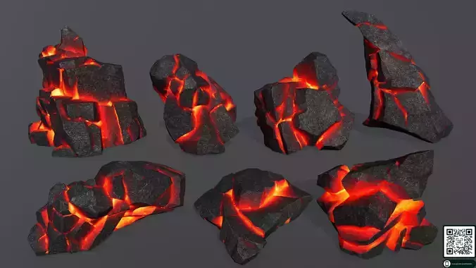 lava rocks  Low-poly 3D model