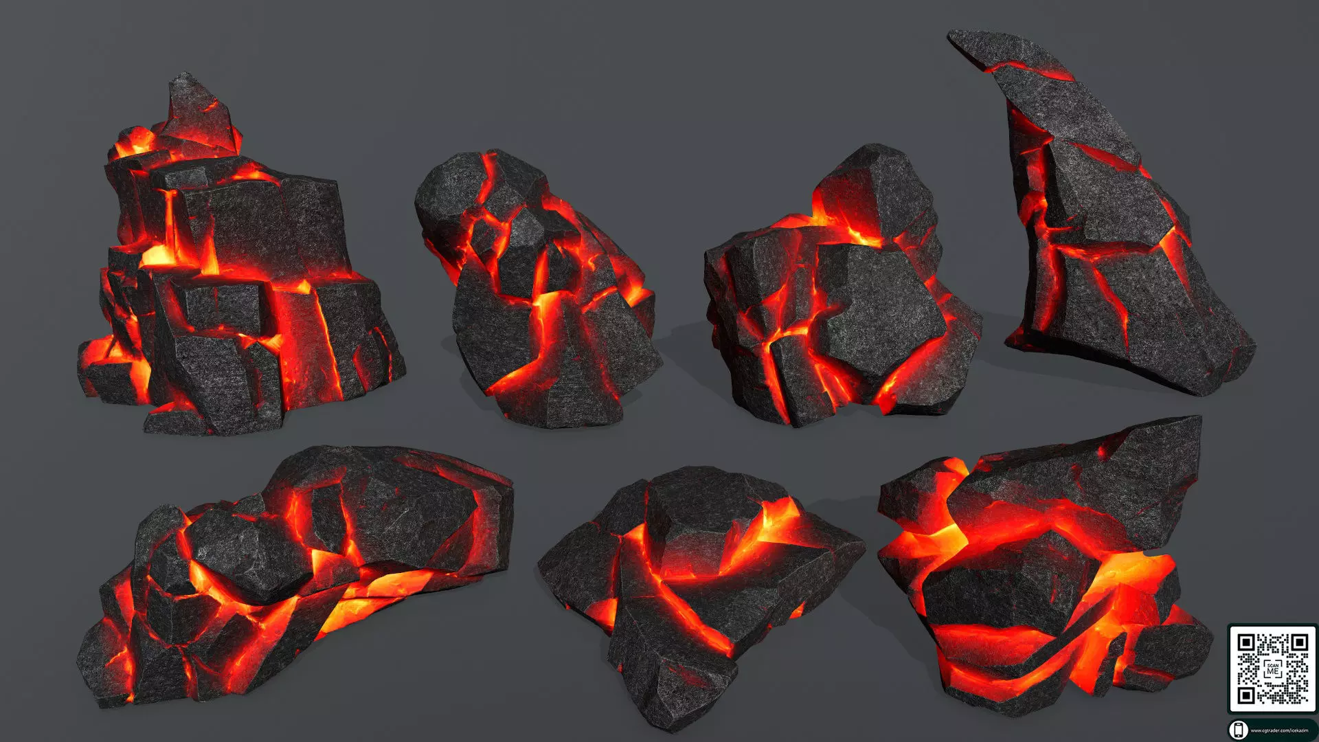 lava rocks  Low-poly 3D model_0