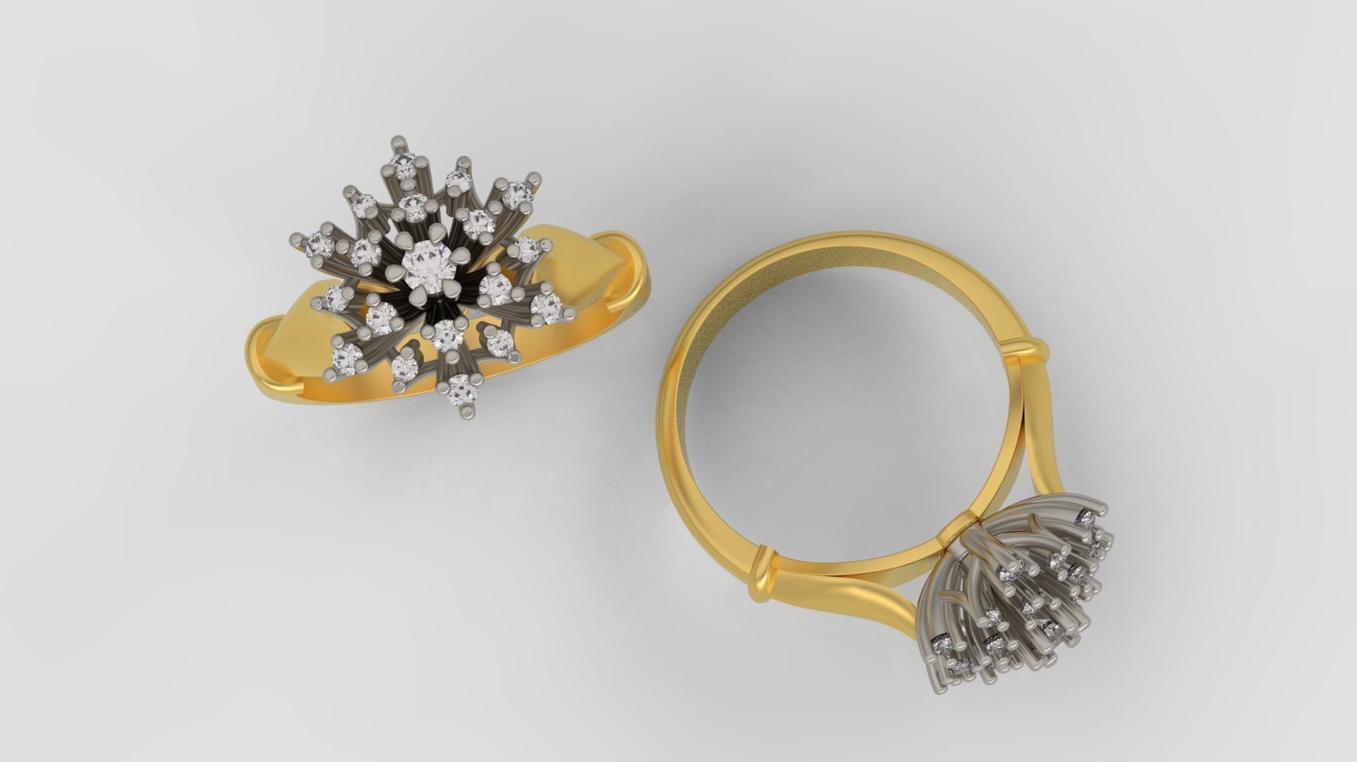 Ring and Earrings Diamond jewelry set 3d print model A77 3D print model_3