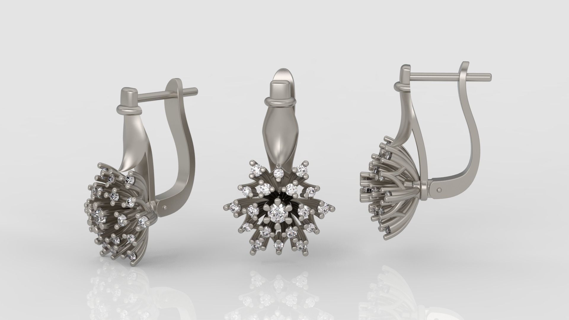 Ring and Earrings Diamond jewelry set 3d print model A77 3D print model_6