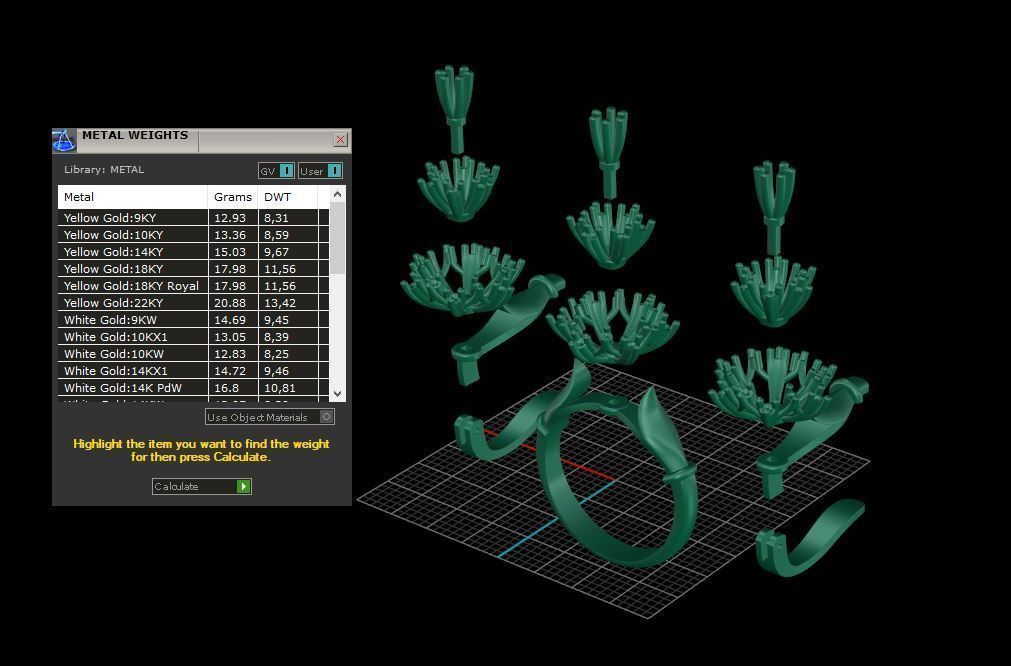 Ring and Earrings Diamond jewelry set 3d print model A77 3D print model_10