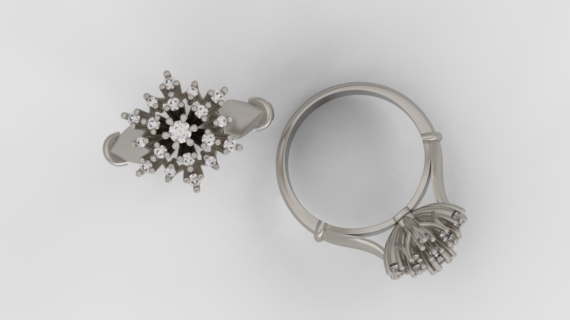 Ring and Earrings Diamond jewelry set 3d print model A77 3D print model_5