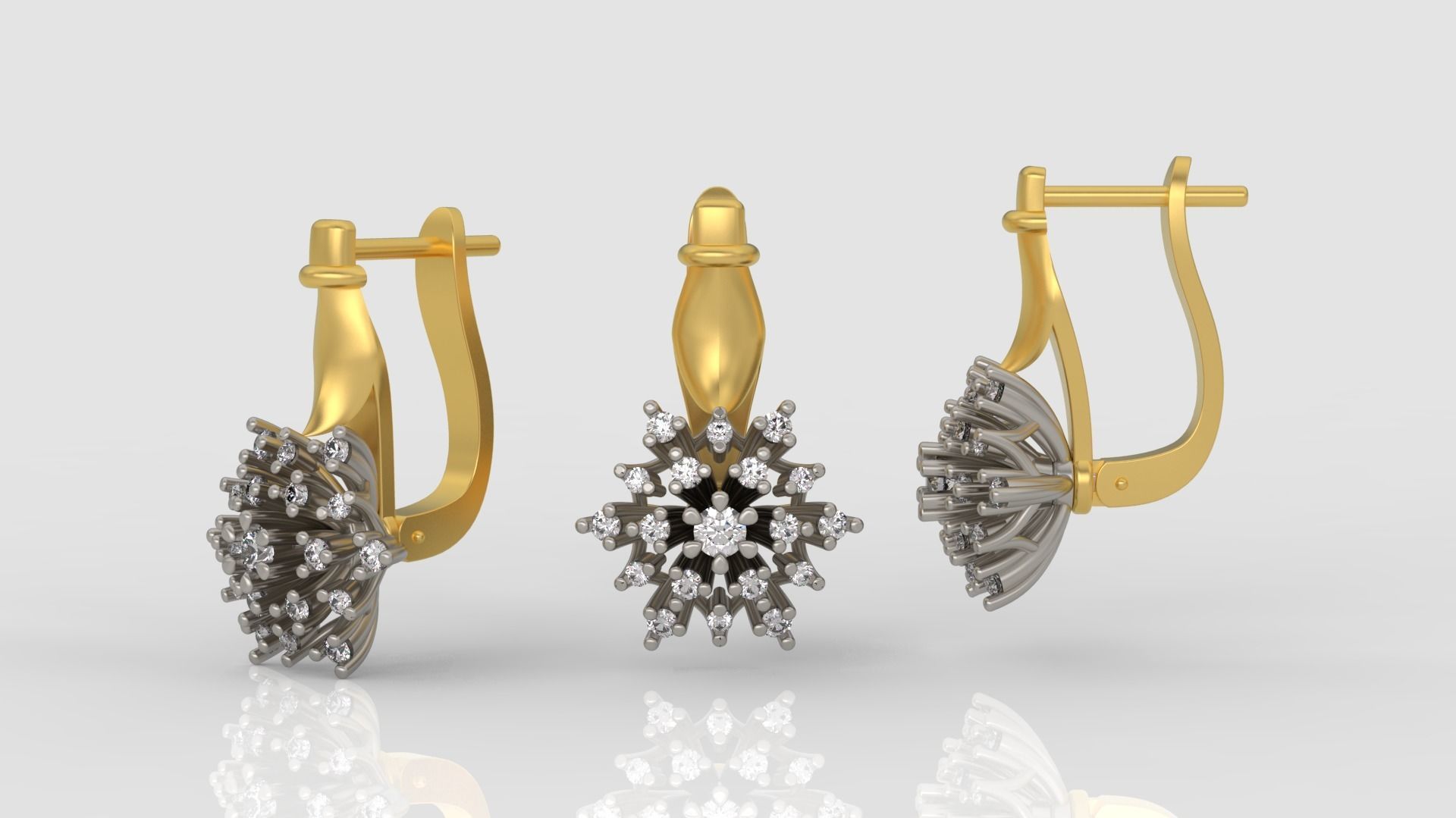 Ring and Earrings Diamond jewelry set 3d print model A77 3D print model_7