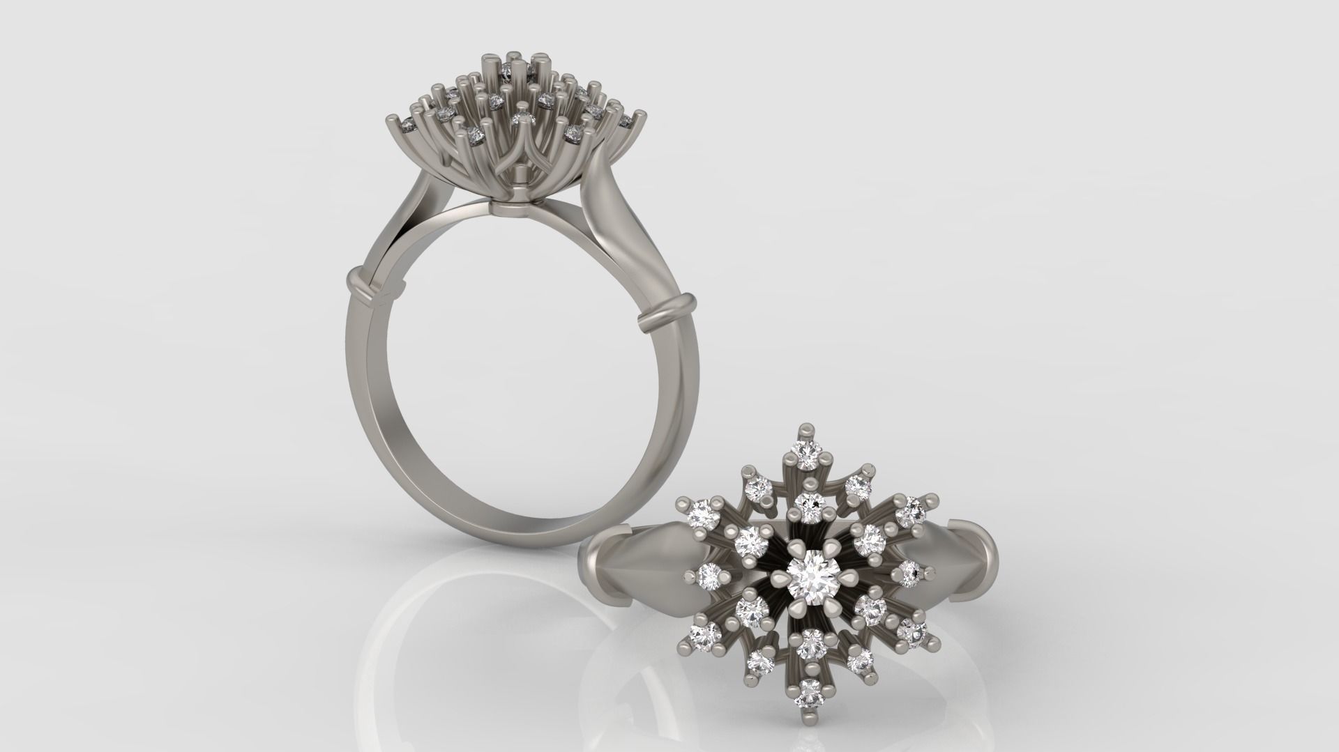 Ring and Earrings Diamond jewelry set 3d print model A77 3D print model_4