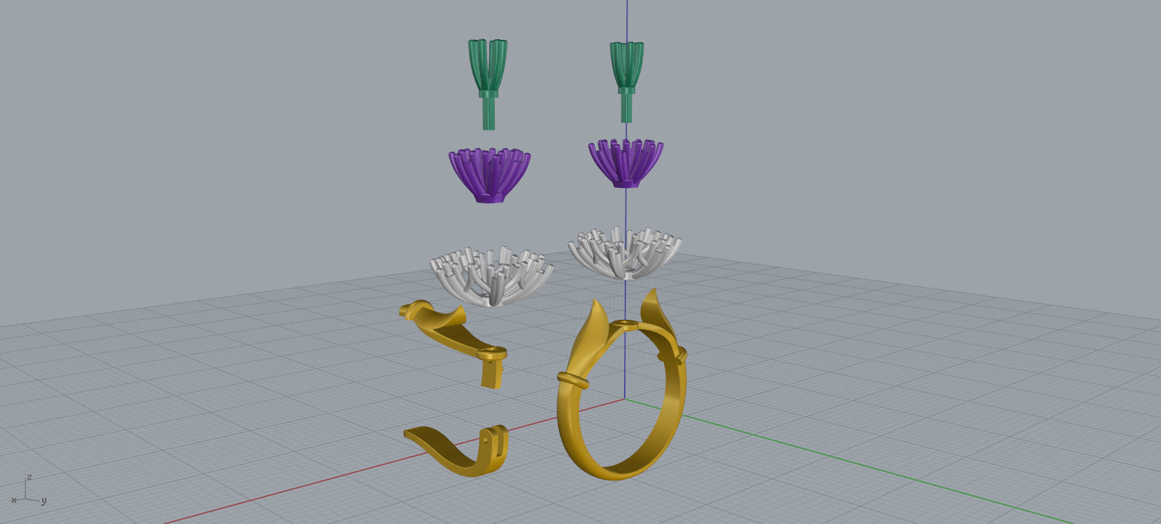 Ring and Earrings Diamond jewelry set 3d print model A77 3D print model_17